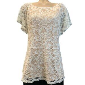 NWT Women's Suzanne Betro, Ivory Lace Shirt, Size 1X